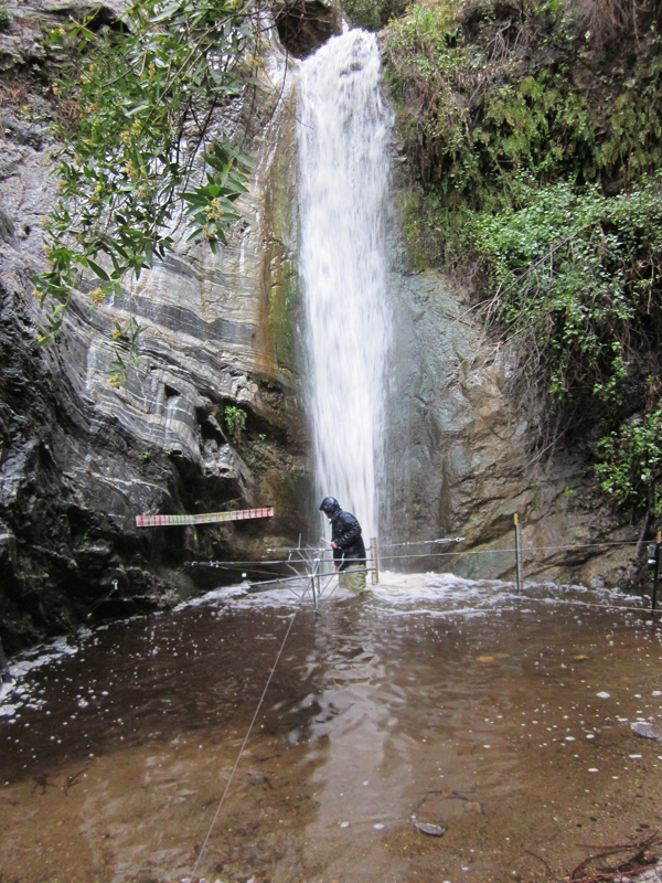 Scheingross at work in his plunge pool in the San Dimas Experimental Forest.