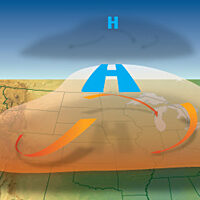 An illustration of the formation of a heatwave, which will become more intense in the Midwest (Credit: National Weather Service, via WIkimedia Commons)