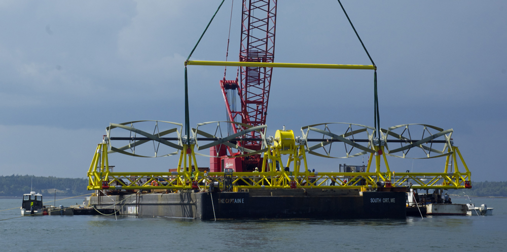 Crews work to install Ocean Renewable Power Company's TidGen generator (Credit: Ocean Renewable Power Company)