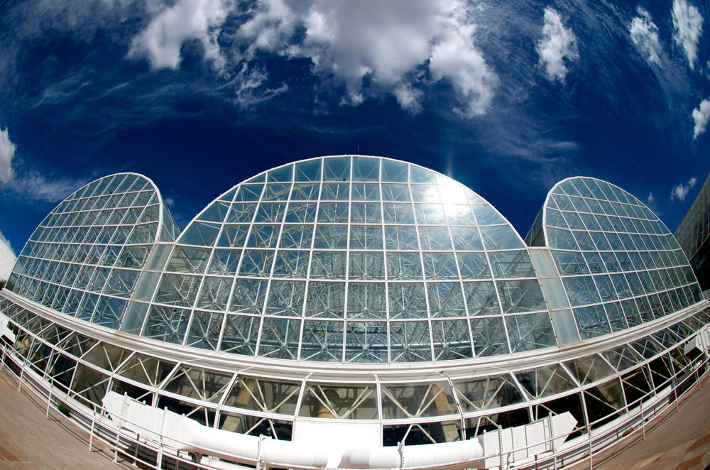The Landscape Evolution Observatory is housed in the Biosphere 2 facility  (Credit: Paul M. Ingram/Biosphere 2)