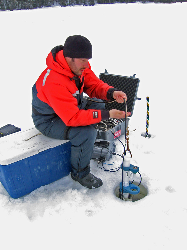 While most biological activity slows down in the frigid darkness under ice and snow cover on these lakes, there is still useful information to be gained from occasional sampling during these winter periods.