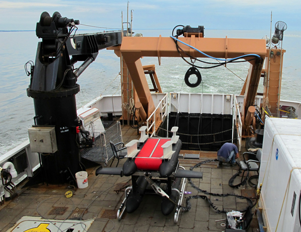 The In Situ Ichthyoplankton Imaging System, or ISIIS, on deck (Credit: University of Miami)