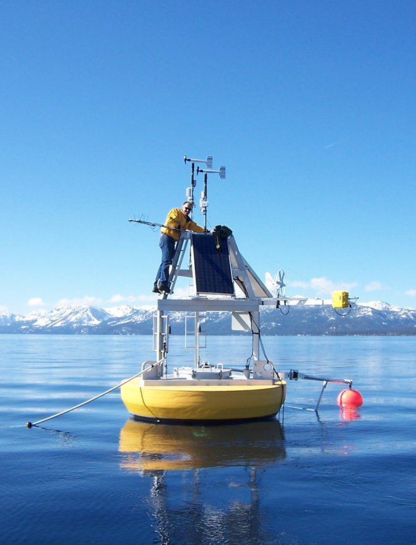 NASA and UC Davis also operate a research buoy on Lake Tahoe (Credit: Geoff Schladow)