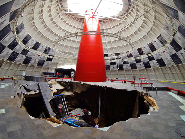 The sinkhole under the museum's skydome (Credit: National Corvette Museum)