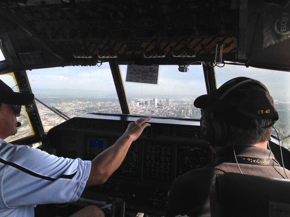 Scientists make a pass over Denver as part of the National Center for Atmospheric Research's FRAPPE air quality mission. (Credit: Frank Flocke)