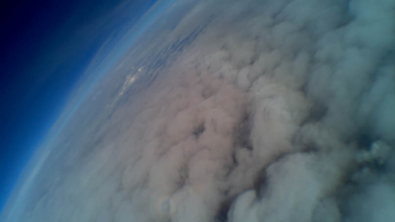 A camera aboard the practice balloon captured this image. (Credit: Montana Space Grant Consortium)