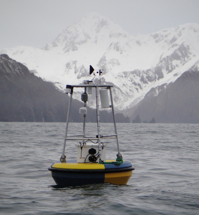 A MAPCO2-equipped buoy of the coast of Alaska, where it monitors ocean acidification. (Credit: Jeremy Mathis)