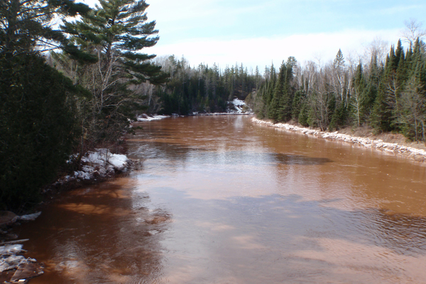 Springtime high water associated with snow and ice melt on the Bad River near Odanah, WI. (Credit: USGS)