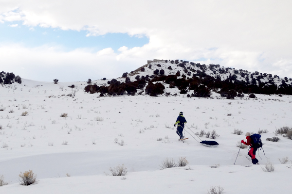 Scientists studied undisturbed snow away from roads and cities, which meant it was sometimes necessary to tow equipment to sampling sites in sleds. (Credit: C. Dang / UW)