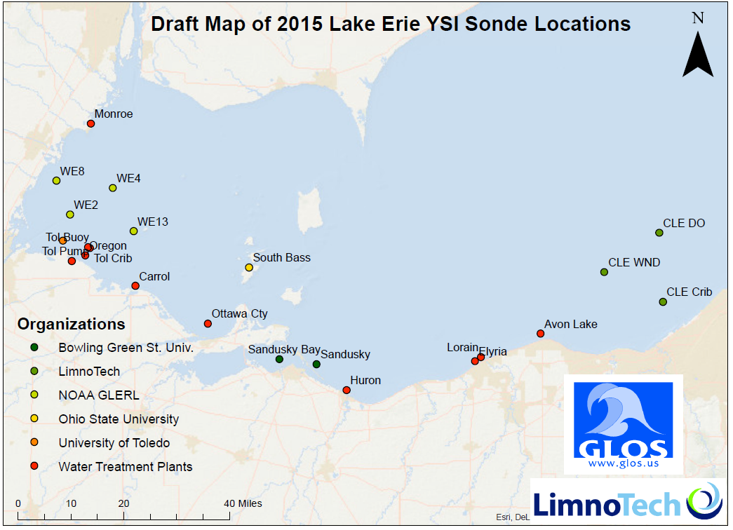 Potential locations of YSI EXO2 sondes and algae sensors. (Credit: Ed Verhamme)