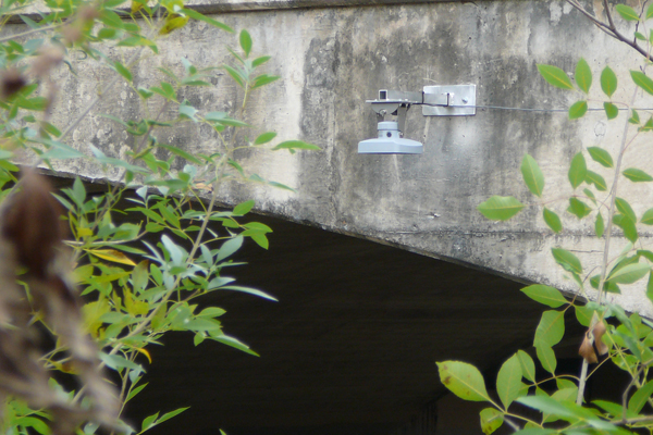 An OTT RLS Radar Water Level Sensor mounted in a bridge application. (Credit: OTT Sensors)
