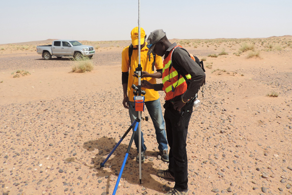 Nigerian geologists conduct a radiometric survey. (Credit: Thomas Bell / Pan African Minerals)