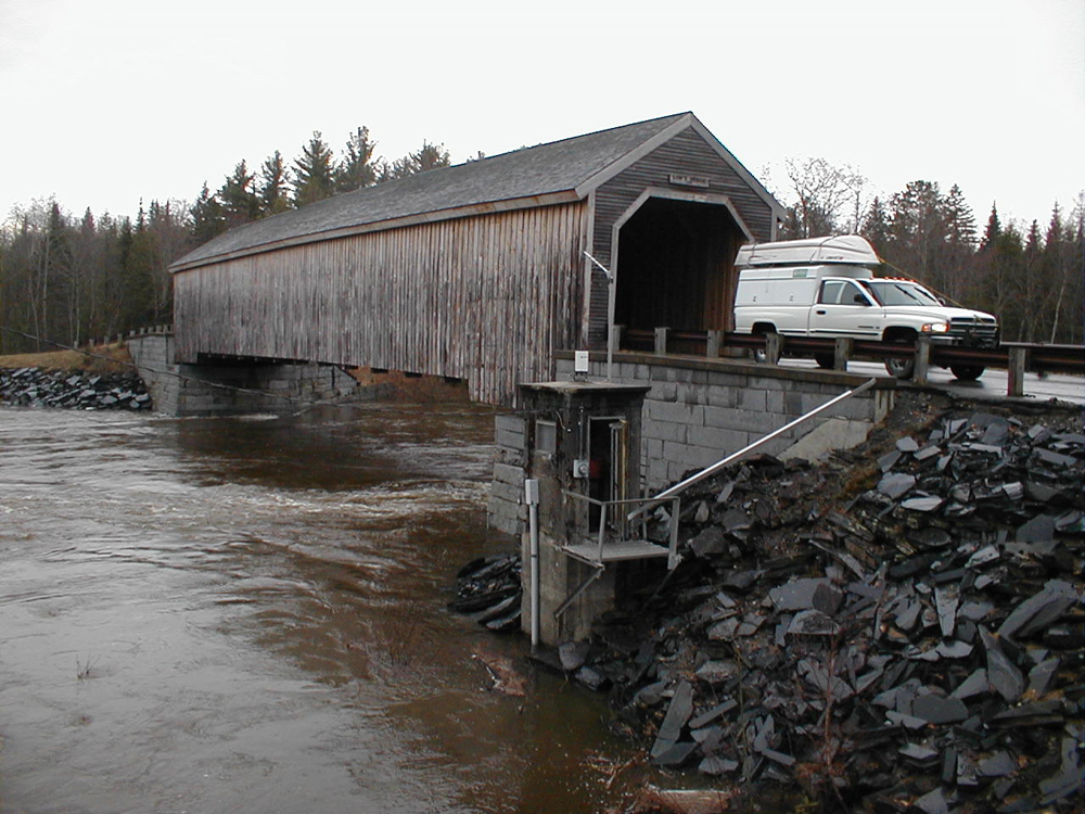 This stream gauge on the Piscataquis River in Maine, in operation since 1902, is part of the climate-response network. (Credit: USGS)