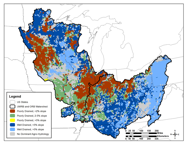 High-resolution map of the agro-hydrology regions of the Upper Midwest. (Credit: Schilling, et al.)