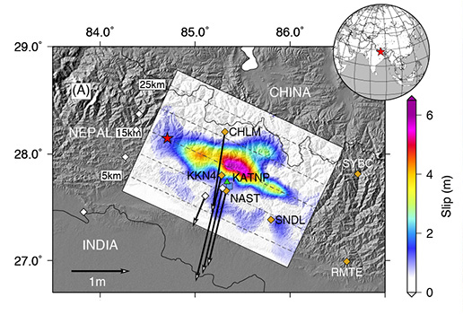 Seismic activity during the April 2014 earthquake in Nepal. (Credit: Scripps Institution of Oceanography)