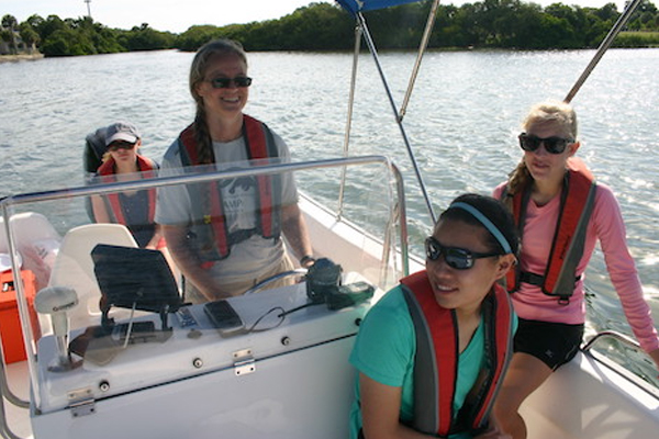 Researchers survey Tampa Bay during the investigation. (Credit: Eckerd College)