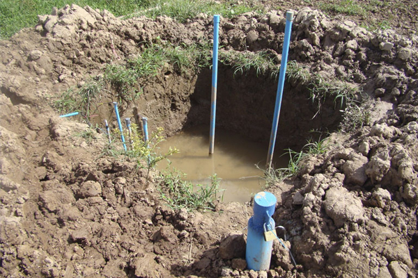 One of the artificial pits made to simulate the permanent wetlands within the variable wetland site. (Credit: Scott Fendorf / Stanford University)