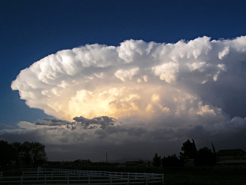 Supercells are formed by the interaction of water vapor (humidity), temperature and atmospheric pressure.  The precipitation they produce can be heavy and intense. 