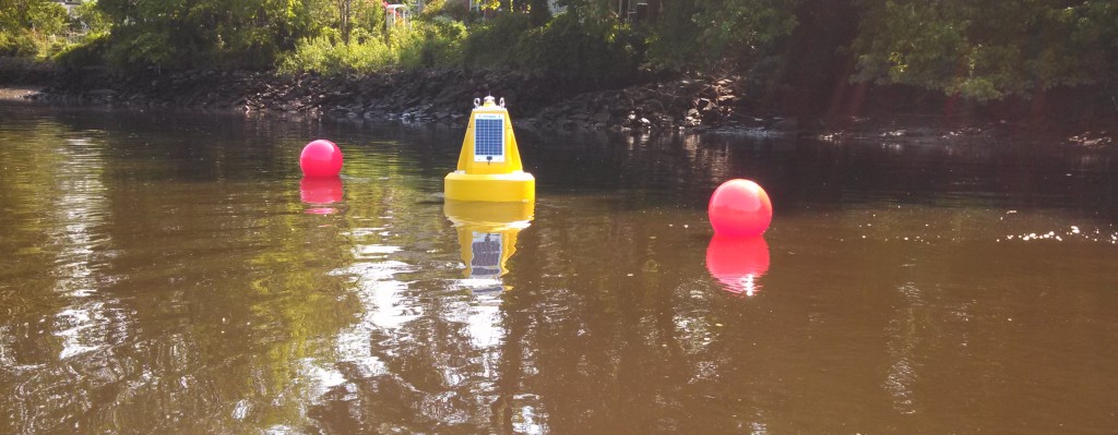 Turbidity sensors are used with data buoys for real-time dredge turbidity monitoring.