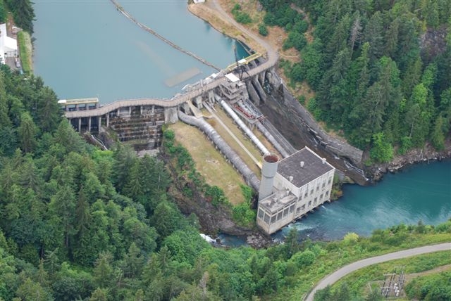 The Elwha Dam was removed as part of the Elwha River Restoration project. This project removed two major dams to improve natural sediment tranport levels along the river, as well as opening the waterway to salmon migration and spawning. (Photo Credit: NPS)