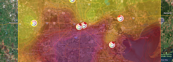 Houston Clean Air Network ozone map