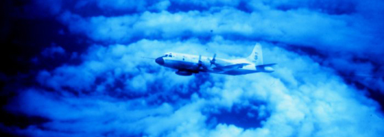 NOAA P-3 flying in eye of Hurricane Caroline. (Credit: NOAA Photo Library)