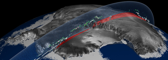 An illustration of the orbit of NASA's Ice, Cloud and land Elevation Satellite (ICESat), once of the instruments that provided data for the study (Credit: NASA)