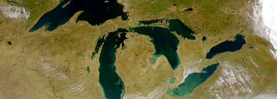 Image: Satellite image of the Great Lakes (Credit: SeaWiFS Project, NASA/Goddard Space Flight Center, and ORBIMAGE)