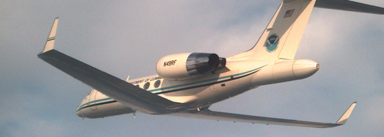 NOAA scientists use hurricane monitoring plane to monitor winter storms (Credit: NOAA)