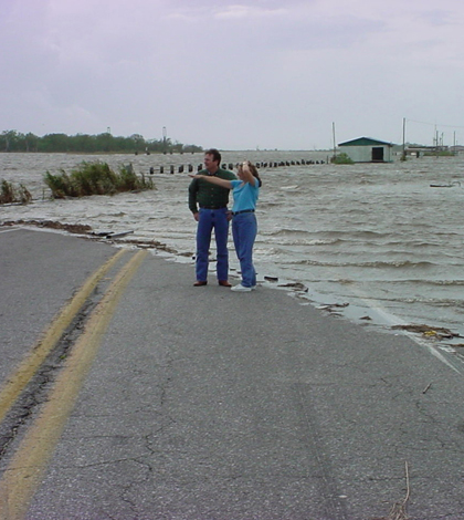 Rising sea levels engulf a Louisiana highway (Credit: NOAA)
