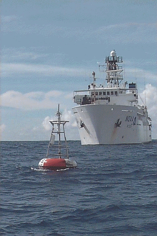 A buoy in the TAO-Triton array (Credit: NOAA/PMEL/TAO Project Office/Michael J. McPhaden)
