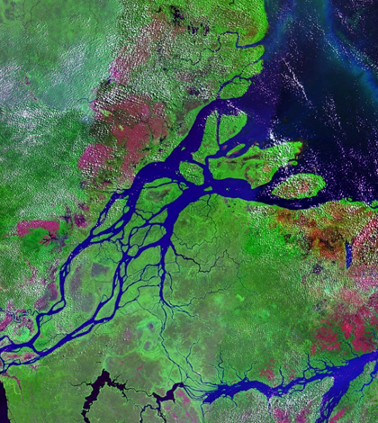 The UW team collected data at the mouth of the Amazon River (Credit: NASA)
