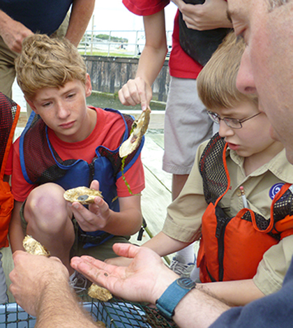 Boy Scouts learning about oceanography through the Delaware Sea Grant College Program (Credit: University of Delaware)