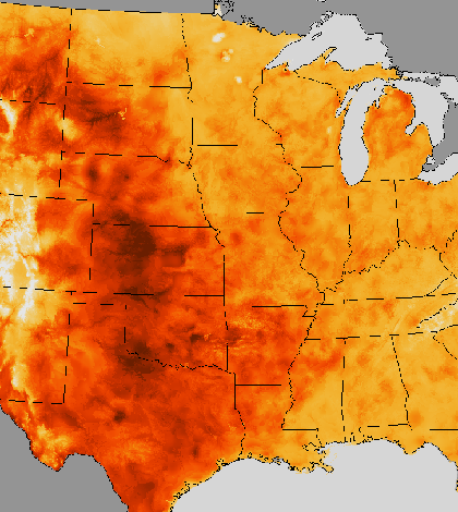 A map of the July 2013 heat wave (Credit: NOAA)
