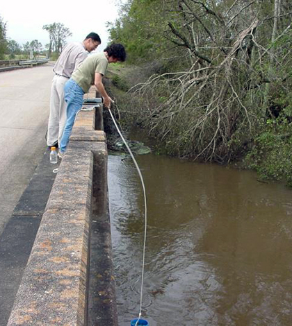 Bridge crossings provided samlping sites for water sampling on the Bayou Plaquemine Brule