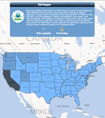 Environmental Impact Statement Mapper (Credit: EPA)