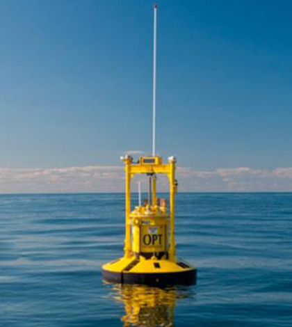 An OPT power-generating buoy (Credit: Ocean Power Technologies)