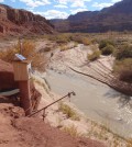 A U.S. Geological Survey monitoring station on the Paria River, a tributary to the Colorado River that provides sediment inputs important for sandbar building (Credit: USGS)