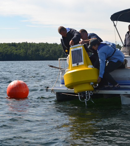 The Lake Auburn data buoy was launched in July (Credit: Kate Paladin)