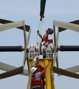Crews work to install Ocean Renewable Power Company's TideGen generator (Credit: Ocean Renewable Power Company)