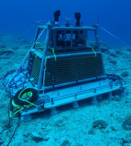 The OceanCube seafloor observatory's main node (Credit: OIST)