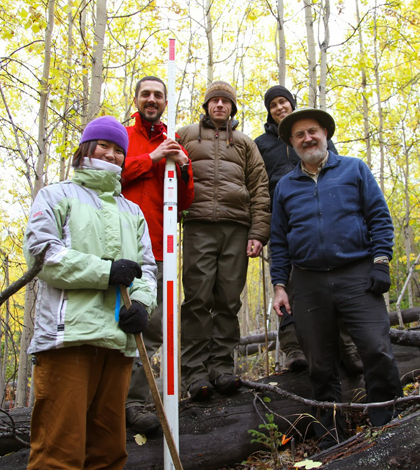 SNRAS crew at Reserve West after the measurement of the last tree. (Credit: UAF School of Natural Resources and Agricultural Sciences)