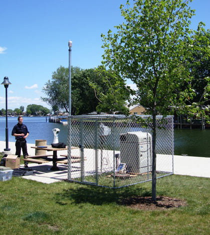 Sampling station at the Lake St. Clair Metropark (Credit: Shawn McElmurry)