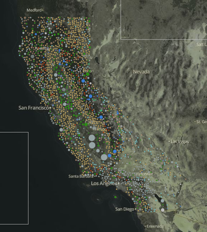 A screenshot of the interactive water rights tool the New California Water Atlas (Credit: New California Water Atlas)