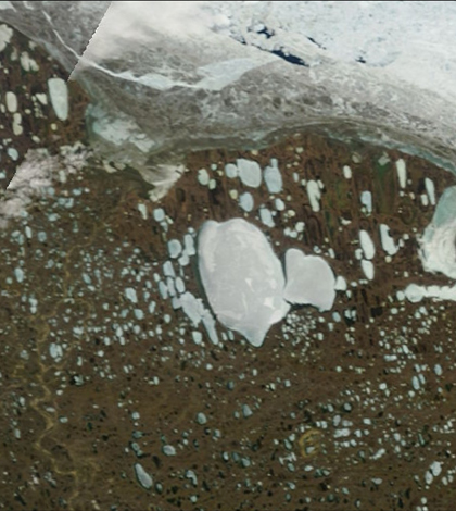 Ice-covered Lake Teshekpuk on Alaska's Arctic Coastal Plain as seen from NASA's Terra satellite on June 6, 2012 (Credit: NASA)