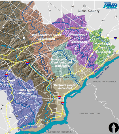 Philadelphia region's major watersheds (Credit: Philadelphia Water Department)