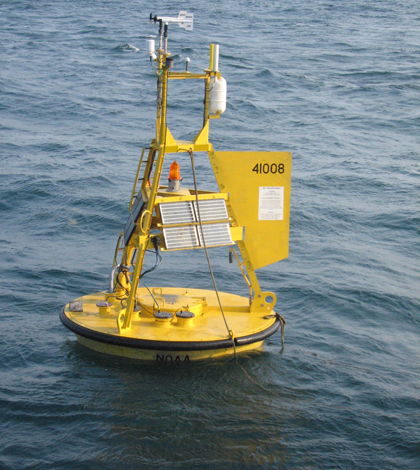 A National Data Buoy Center weather buoy near Grays Reef, Georgia (Credit: NOAA)
