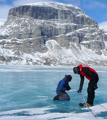 University at Buffalo professor Jason Briner conducts field studies at Canada's Baffin Island (Credit: Jason Briner)