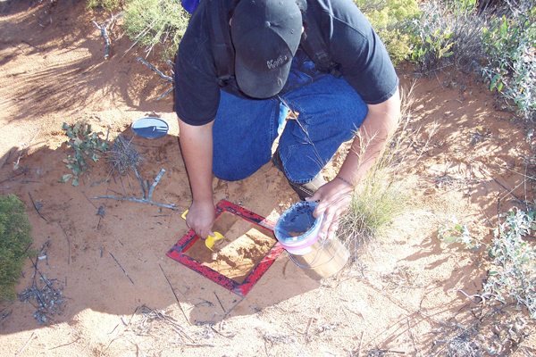 Soil sampling around the Waste Isolation Pilot Plant (Credit: Russell Hardy/CEMRC)