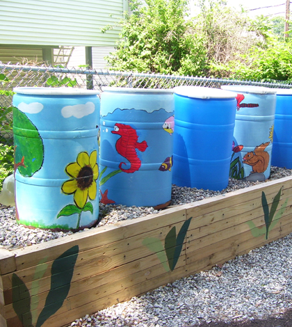 Rain barrels for the community garden (Credit: eDesign Dynamics)